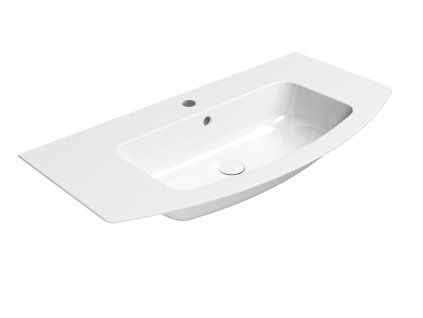 GSI Pura keramické umyvadlo 102 x 52 cm Slim oblé s otvorem pro baterii s přepadem keramické bílá ExtraGlaze 8825111