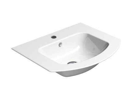 GSI Pura keramické umyvadlo 52 x 44 cm Slim oblé s otvorem pro baterii s přepadem keramické bílá ExtraGlaze 8830111