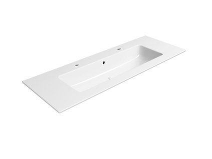 GSI Pura obdélníkové umyvadlo Slim 122 x 46 cm 2 otvory pro baterii s přepadem keramické bílá ExtraGlaze 8887211