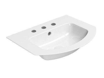 GSI Pura obdélníkové umyvadlo Slim 62 x 48 cm 3 otvory pro baterii s přepadem keramické bílá ExtraGlaze 8827311
