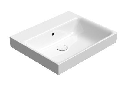 GSI Nubes obdélníkové umyvadlo 60 x 50 cm bez otvoru pro baterii s přepadem keramické bílá ExtraGlaze 9631011