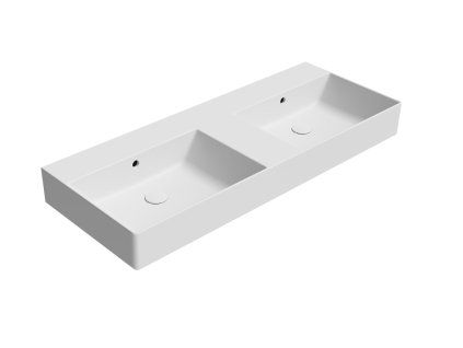 GSI Kube X obdélníkové dvojumyvadlo 120 x 47 cm broušená spodní hrana bez otvoru pro baterii s přepadem keramické bílá mat 94259009