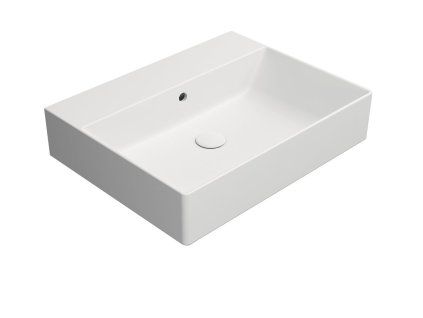 GSI Kube X obdélníkové umyvadlo 60 x 47 cm broušená spodní hrana bez otvoru pro baterii s přepadem keramické bílá mat 94319009