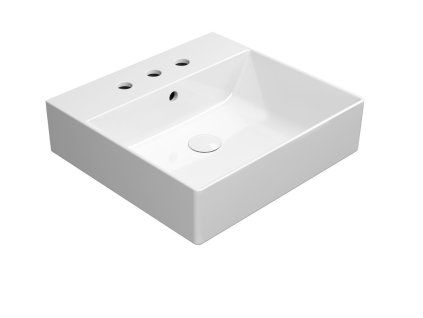 GSI Kube X čtvercové umyvadlo 50 x 47 cm broušená spodní hrana 3 otvory pro baterii s přepadem keramické bílá ExtraGlaze 94309311