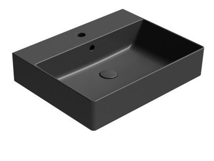 GSI Kube X obdélníkové umyvadlo 60 x 47 cm s otvorem pro baterii s přepadem keramické černá mat 9431126