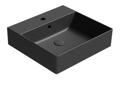 GSI Kube X obdélníkové umyvadlo 50 x 47 cm s otvorem pro baterii s přepadem keramické černá mat 9430126