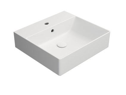 GSI Kube X obdélníkovéumyvadlo 50 x 47 cm s otvorem pro baterii s přepadem keramické bílá mat 9430109