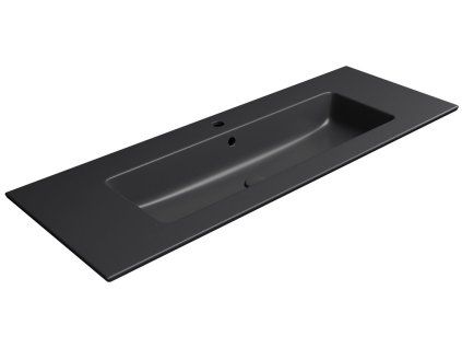 GSI Pura obdélníkové umyvadlo Slim 122 x 46 cm s otvorem pro baterii s přepadem keramické černá mat 8887126