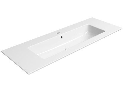 GSI Pura obdélníkové umyvadlo Slim 122 x 46 cm s otvorem pro baterii s přepadem keramické bílá ExtraGlaze 8887111