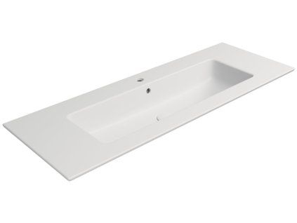 GSI Pura obdélníkové umyvadlo Slim 122 x 46 cm s otvorem pro baterii s přepadem keramické bílá mat 8887109