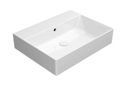 GSI Kube X obdélníkové umyvadlo 60 x 47 cm broušená spodní hrana bez otvoru pro baterii s přepadem keramické bílá ExtraGlaze 94319011