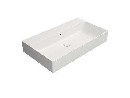 GSI Kube X obdélníkové umyvadlo 80 x 47 cm broušená spodní hrana bez otvoru pro baterii s přepadem keramické bílá mat 94229009