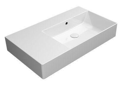 GSI Kube X obdélníkové umyvadlo 80 x 47 cm bez otvoru pro baterii s odkládací plochou vlevo s přepadem keramické bílá ExtraGlaze 9457011