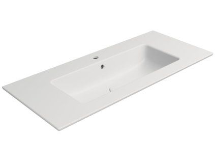 GSI Pura obdélníkové umyvadlo Slim 102 x 46 cm s otvorem pro baterii s přepadem keramické bílá mat 8886109