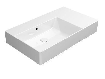 GSI Kube X obdélníkové  umyvadlo 80 x 47 cm broušená spodní hrana bez otvoru pro baterii s přepadem pravá keramické bílá ExtraGlaze 94569011