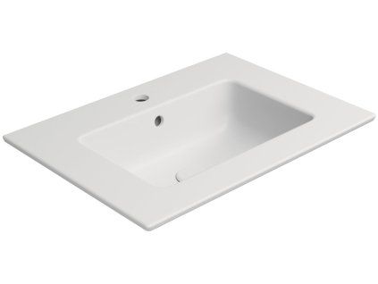 GSI Pura obdélníkové umyvadlo Slim 62 x 46 cm s otvorem pro baterii s přepadem keramické bílá mat 8884109