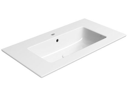 GSI Pura obdélníkové umyvadlo slim 82 x 46 cm s otvorem pro baterii s přepadem keramické bílá ExtraGlaze 8885111