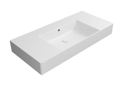 GSI Kube X obdélníkové umyvadlo 100 x 47 cm bez otvoru pro baterii s odkládacími plochami s přepadem keramické bílá mat 9451009