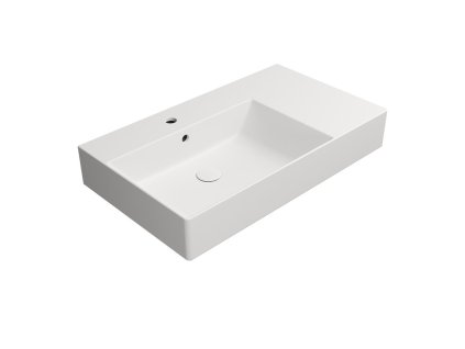 GSI Kube X obdélníkové umyvadlo 80 x 47 cm s otvorem pro baterii s odkládací plochou vpravo s přepadem keramické bílá mat 9456109