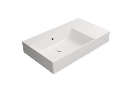GSI Kube X obdélníkové umyvadlo 80 x 47 cm bez otvoru pro baterii s odkládací plochou vpravo s přepadem keramické bílá mat 9456009