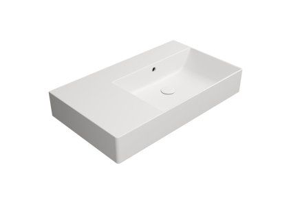 GSI Kube X obdélníkové umyvadlo 80 x 47 cm bez otvoru pro baterii s odkládací plochou vlevo s přepadem keramické bílá mat 9457009