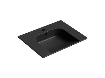 GSI Community obdélníkové umyvadlo 70 x 55 cm s otvorem pro baterii s přepadem keramické černá mat 7633126