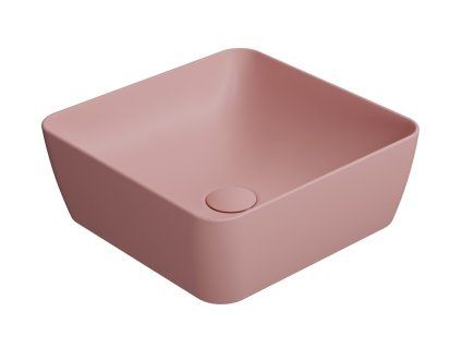 GSI Nubes čtvercové umyvadlo na desku 38 x 38 cm bez otvoru pro baterii bez přepadu keramické blush mat růžová 903824