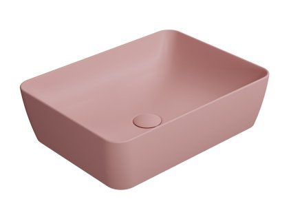 GSI Nubes obdélníkové umyvadlo na desku 50 x 38 cm bez otvoru pro baterii bez přepadu keramické blush mat růžová 903724
