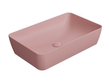 GSI Nubes obdélníkové umyvadlo na desku 60 x 38 cm bez otvoru pro baterii bez přepadu keramické blush mat růžová 903624