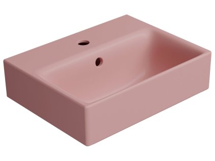 GSI Nubes umývátko 40 x 32 cm broušená spodní hrana s otvorem pro baterii s přepadem keramické blush mat růžová 96849124