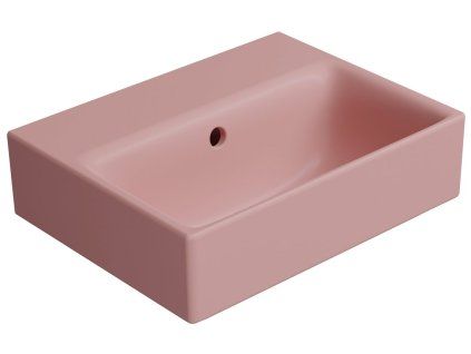 GSI Nubes umývátko 40 x 32 cm broušená spodní hrana bez otvoru pro baterii s přepadem keramické blush mat růžová 96849024