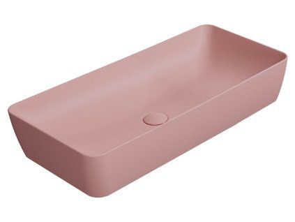 GSI Nubes obdélníkové umyvadlo na desku 80 x 40 cm bez otvoru pro baterii bez přepadu keramické blush mat růžová 904024