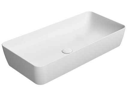 GSI Nubes obdélníkové umyvadlo na desku 80 x 40 cm bez otvoru pro baterii bez přepadu keramické bílá mat 904009