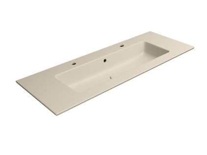 GSI Pura obdélníkové umyvadlo Slim 122 x 46 cm 2 otvory pro baterii s přepadem keramické creta mat béžová 8887208