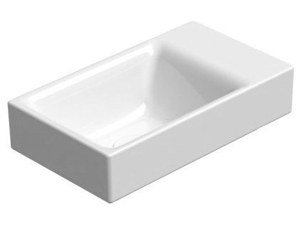 GSI Nubes umývátko 40 x 23 cm broušená spodní hrana bez otvoru pro baterii bez přepadu keramické bílá ExtraGlaze 96369011