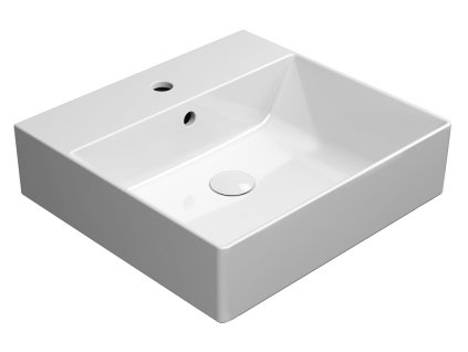 GSI Kube X umyvadlo 50 x 47 cm broušená spodní hrana s otvorem pro baterii s přepadem keramika bílá ExtraGlaze 94309111