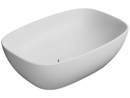 GSI Nubes obdélníkové umyvadlo na desku 50 x 35 cm bez otvoru pro baterii bez přepadu keramika bílá mat 978409