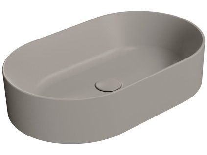GSI Kube X oválné umyvadlo na desku 60 x 37 cm bez otvoru pro baterii bez přepadu keramické tortora mat šedá 945805