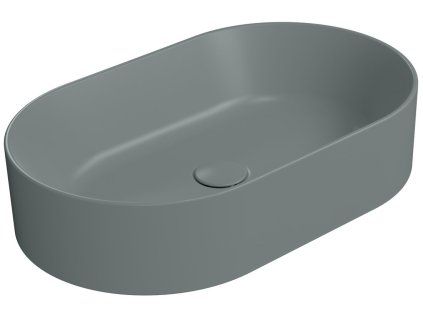 GSI Kube X oválné umyvadlo na desku 60 x 37 cm bez otvoru pro baterii bez přepadu keramické agave mat zelená 945804