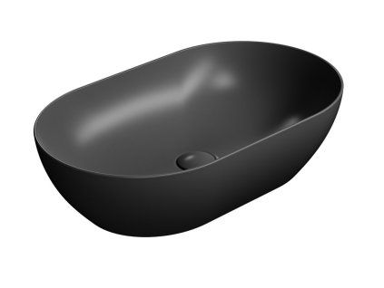 GSI Pura oválné umyvadlo na desku 60 x 37 cm bez otvoru pro baterii bez přepadu keramické černá mat 883426