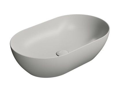 GSI Pura oválné umyvadlo na desku 60 x 37 cm bez otvoru pro baterii bez přepadu keramické cenere mat šedá 883417