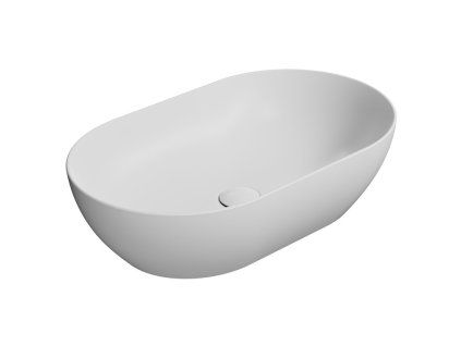 GSI Pura oválné umyvadlo na desku 60 x 37 cm bez otvoru pro baterii bez přepadu keramické bílá mat 883409