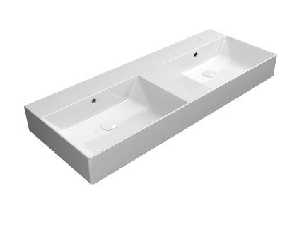 GSI Kube X dvojumyvadlo 120 x 47 cm broušená spodní hrana bez otvoru pro baterii s přepadem keramické bílá ExtraGlaze 94259011