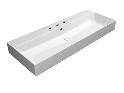 GSI Kube X obdélníkové umyvadlo 120 x47 cm broušená spodní hrana 3 otvory pro baterii s přepadem keraické bílá ExtraGlaze 94249311