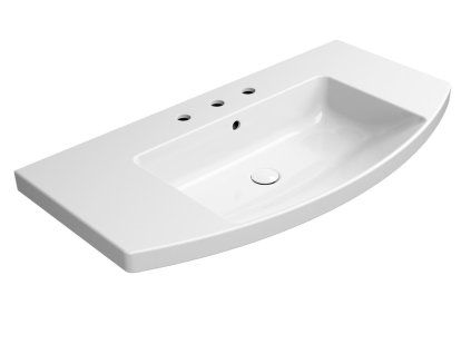 GSI Norm oblé umyvadlo 100 x 52 cm 3 otvory pro baterii s přepadem keramické bílá ExtraGlaze 8643311