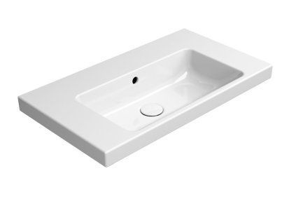 GSI Norm obdélníkové umyvadlo 70 x 40 cm bez otvoru pro baterii s přepadem keramické bílá ExtraGlaze 8637011