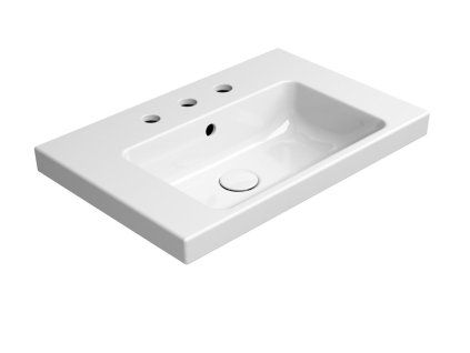 GSI Norm obdélníkové umyvadlo 60 x 40 cm 3 otvory pro baterii s přepadem keramické bílá ExtraGlaze 8636311