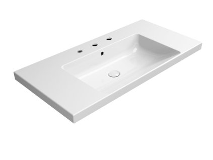 GSI Norm obdélníkové umyvadlo 100 x 50 cm 3 otvory pro baterii s přepadem keramické bílá ExtraGlaze 8633311