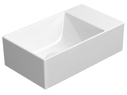 GSI Kube X umývátko 40 x 23 cm broušená spodní hrana bez otvoru pro baterii bez přepadu keramické bílá ExtraGlaze 94849011