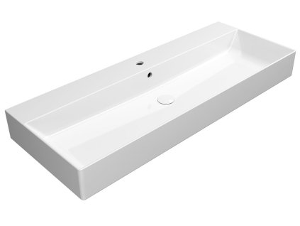 GSI Kube X obdélníkové umyvadlo 120 x 47 cm broušená spodní hrana s otvorem pro baterii s přepadem keramické bílá ExtraGlaze 94249111